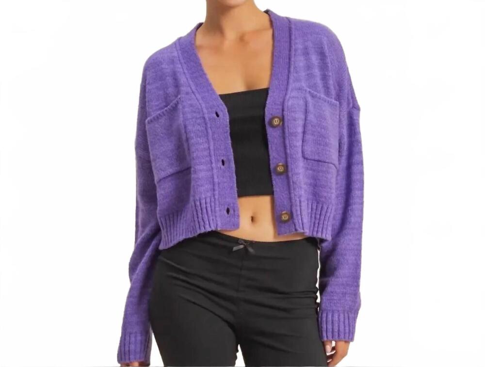 NEW DOUBLE ZERO soft solid cardigan in purple